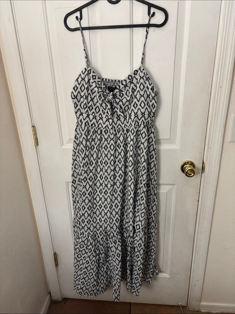 Banana Republic Black and White Diamond-Print Maxi Dress
